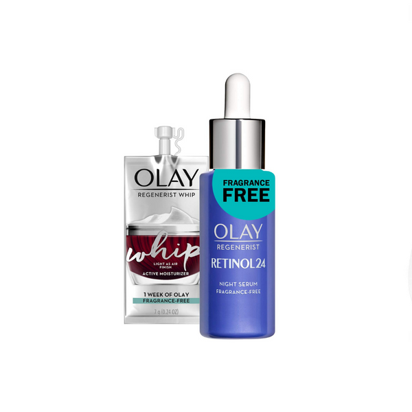 Olay Regenerist Retinol 24 Night Face Serum + Whip Face Moisturizer