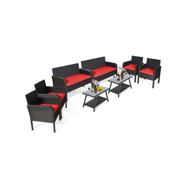 8 Piece Outdoor Patio Conversation Set With Cushions