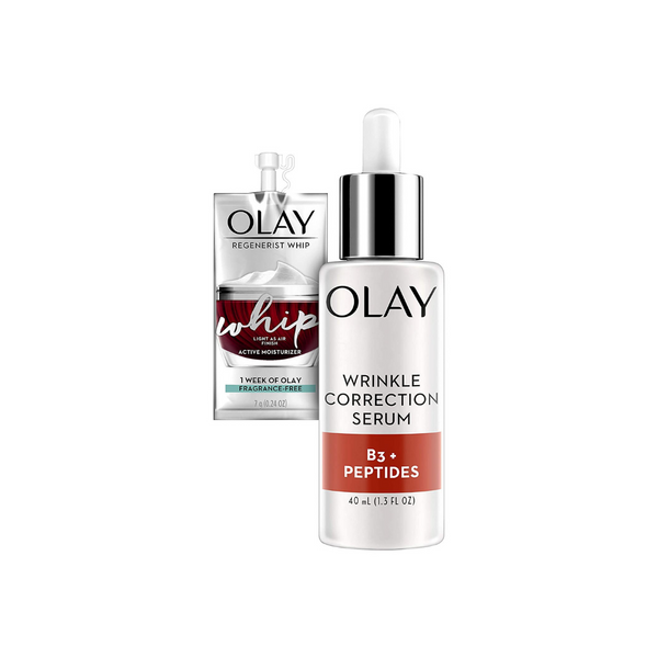 Olay Collagen Peptides Wrinkle Correction Serum + Whip Face Moisturizer Gift Set