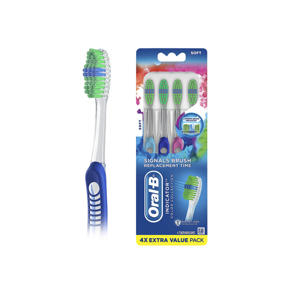 4 Oral-B Indicator Color Collection Toothbrushes