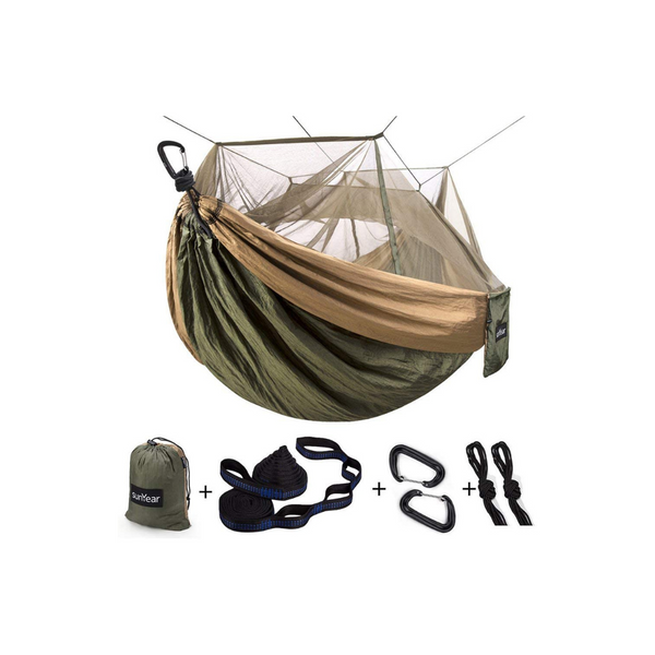 Hamaca para acampar individual y doble con mosquitera/mosquitera