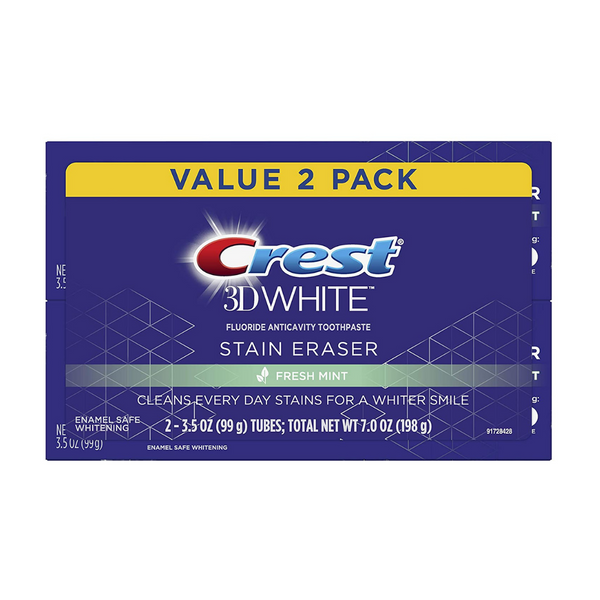 2 Pack Of Crest 3D White Stain Eraser Whitening Toothpaste