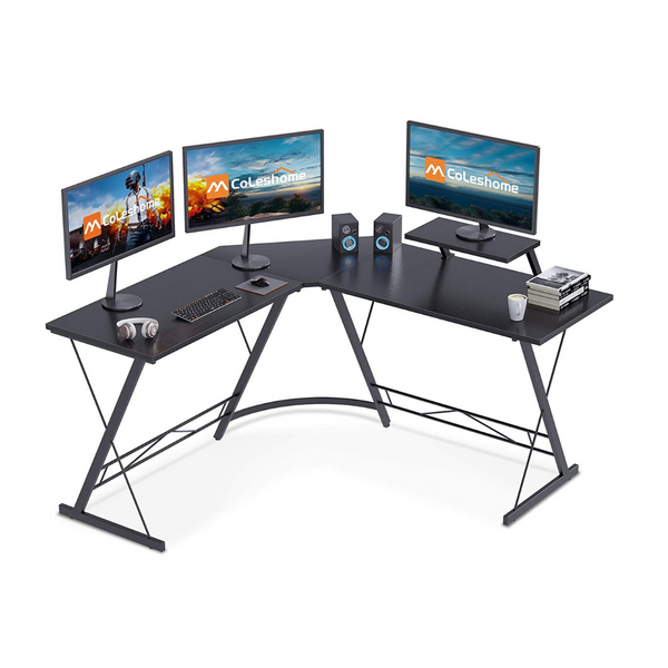Coleshome Escritorio esquinero para computadora en forma de L de 51" con estante