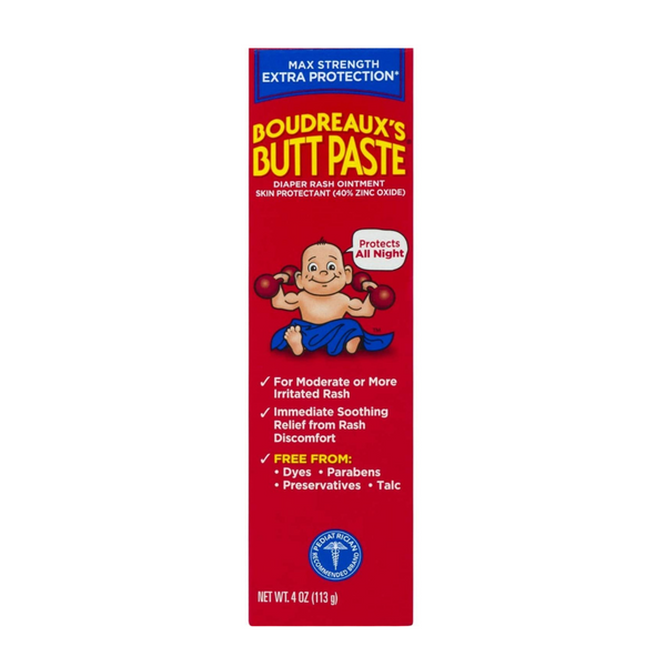 Boudreaux’s Butt Paste Maximum Strength Diaper Rash Ointment 4oz. Tube