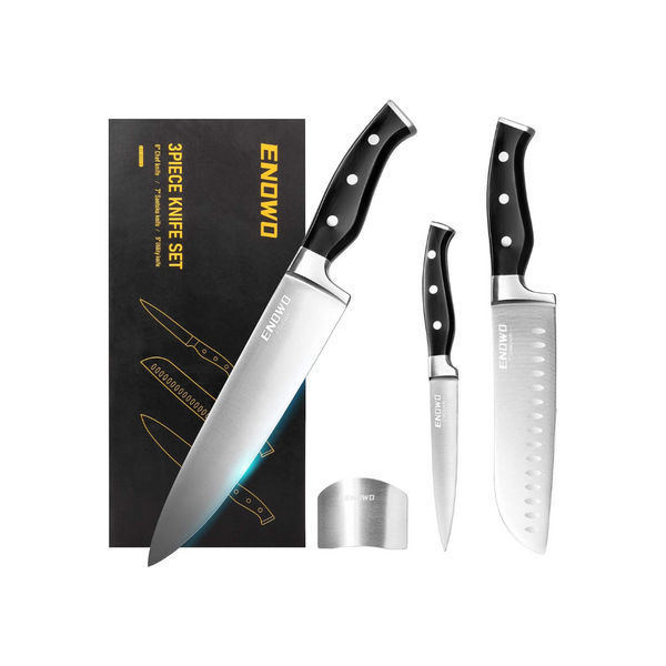Juego de 3 cuchillos de cocina ultraafilados.