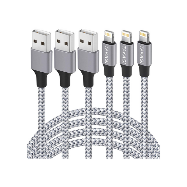 3 Braided iPhone Lightning to USB Cables