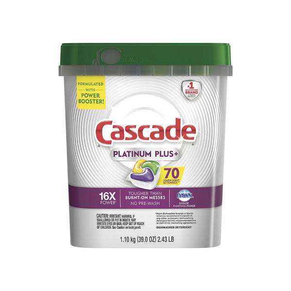 70 Cascade Platinum Plus Lemon Dishwasher Detergent Actionpacs