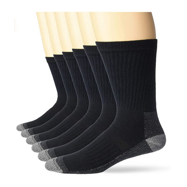 6 Pairs of Fruit of the Loom mens Cotton Work Gear Crew Socks