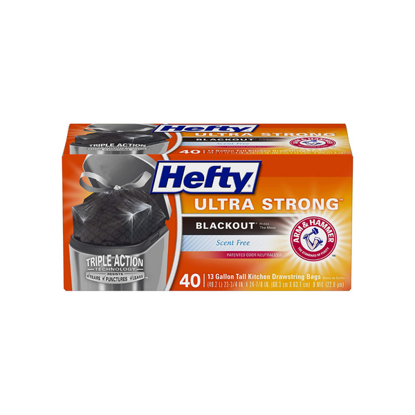 80 Blackout 13 Gallon Hefty Ultra Strong Tall Kitchen Trash Bags