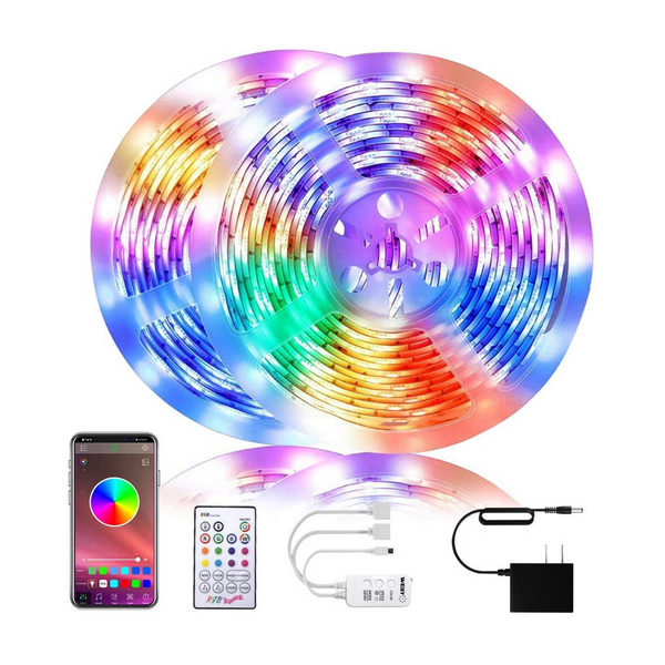 Tiras de luces LED que cambian de color RGB con Bluetooth de 32,8 ′