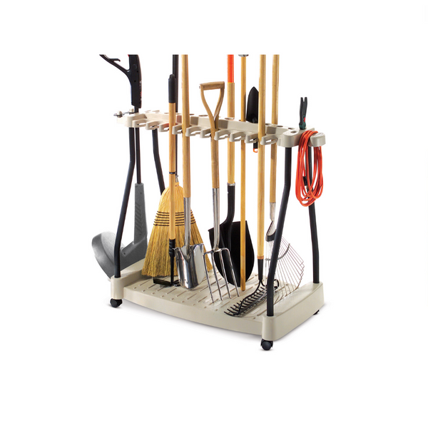 Suncast Lawn and Garden Tool Storage Rack with Wheels