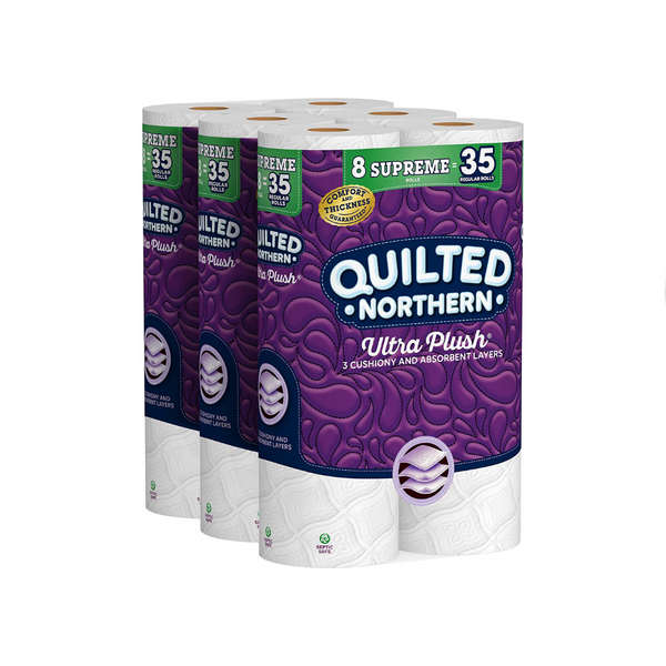 24 Supreme Rolls Of Quilted Northern Ultra Plush Toilet Paper