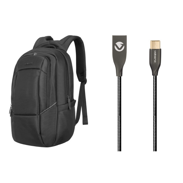 Mochila para computadora portátil todo en 1 con múltiples compartimentos y cable tipo C