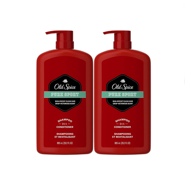 2 Bottles Of Old Spice Pure Sport 2in1 Shampoo and Conditioner