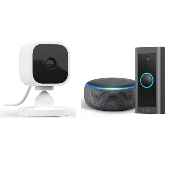 Ring Video Doorbell With Echo Dot And Blink Mini Camera On Sale