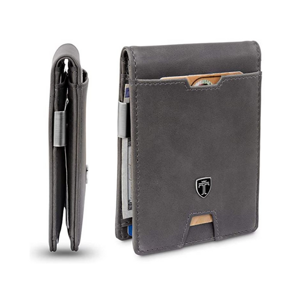 TRAVANDO Cartera delgada para hombre con clip para billetes AUSTIN RFID con bloqueo y tarjetero plegable