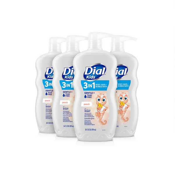 4 Big Bottles Of Dial Kids 2-in-1 Body+Hair Wash