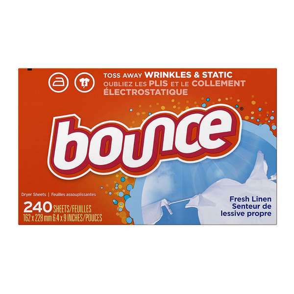 240 Pack Of Bounce Fresh Linen Scented Fabric Softener Dryer Sheets