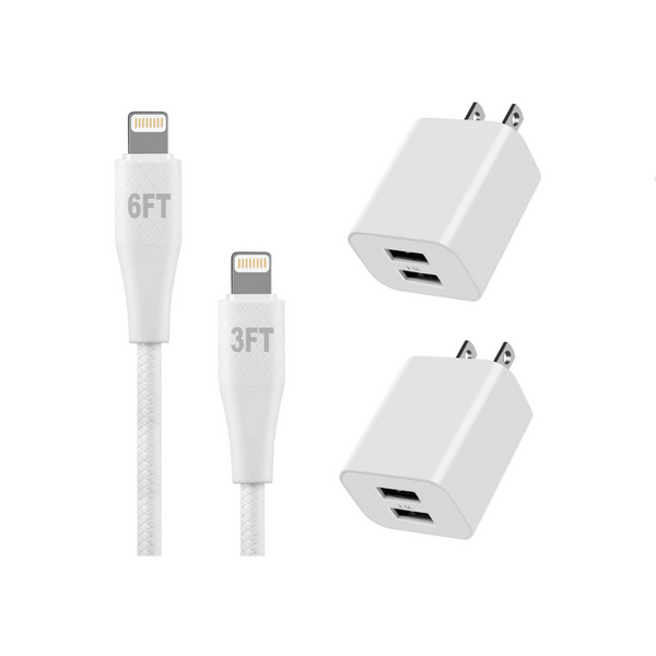 2 Dual Port Wall Chargers With Cables
