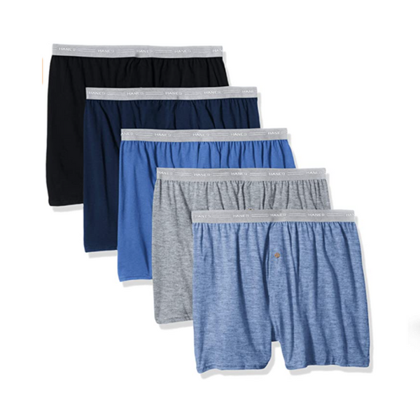 Hanes Men's 5-Pack Exposed Waistband Knit Boxers