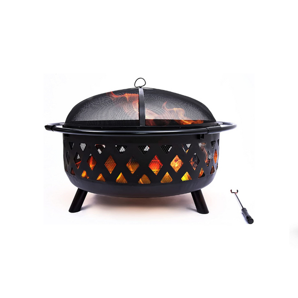 Project One 36 Inch Large Crossweave Outdoor Fire Pit