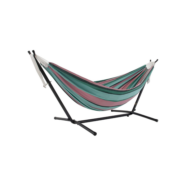 Vivere Double Cotton Hammock with Space Saving Steel Stand