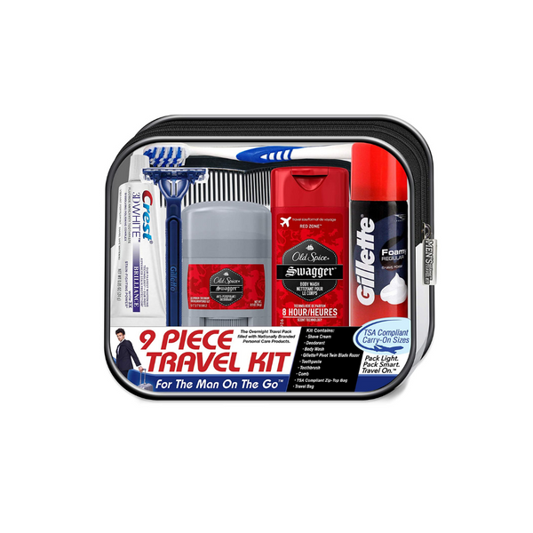 Men’s Deluxe 9-Piece Travel Kit With TSA Compliant Essentials