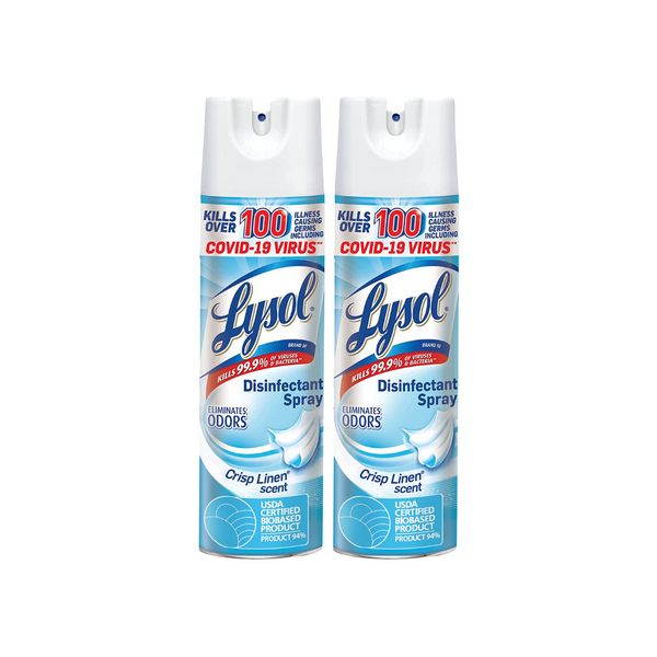 2 Bottles Of Lysol Disinfectant Spray Crisp Linen