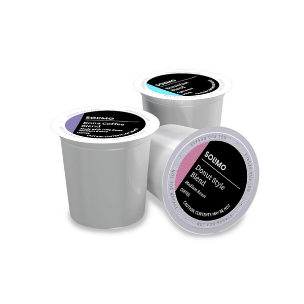 Paquete de 100 tazas K de café Solimo, variedad Kona, desayuno y donut 