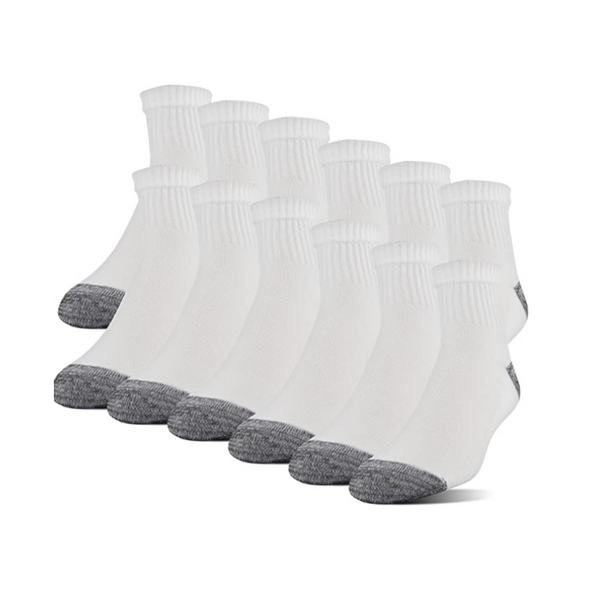 12 pares de calcetines tobilleros de poliéster con media amortiguación Gildan para hombre (3 colores)