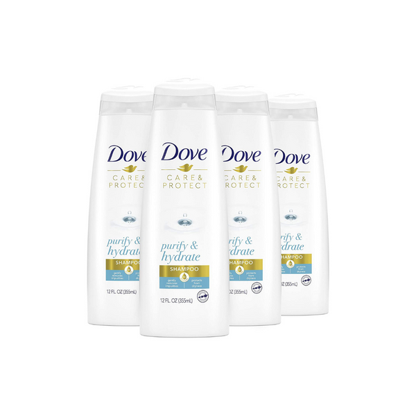 4 botellas de champú Dove Care &amp; Protect