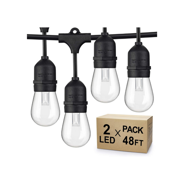 2-Pack of 48 Foot Dimmable LED Outdoor String Lights