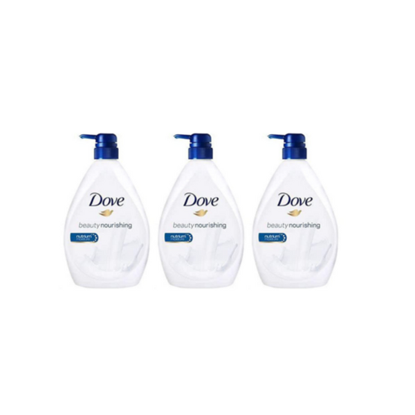 3 botellas de gel de baño nutritivo Dove Beauty con bomba - De Ferebe.com