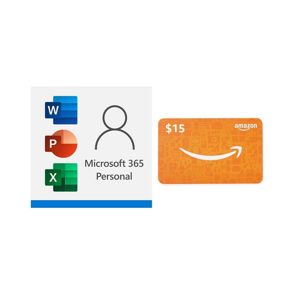 Microsoft 365 Personal 12 month auto-renewing subscription with $15 Amazon.com Gift Card