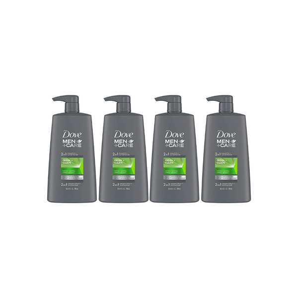 4 Bottles Of Dove Men+Care 2 in 1 Shampoo and Conditioner