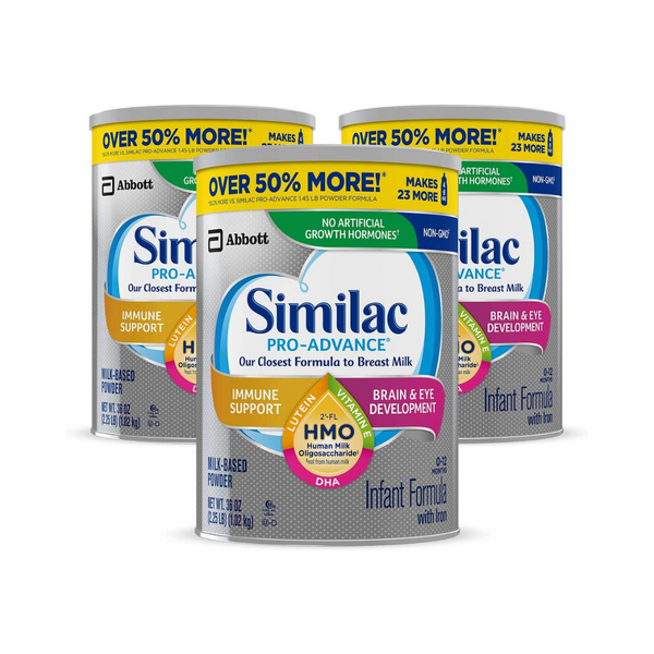 3 latas de fórmula Similac Pro-Advance, Pro-Sensitive, Pro-Total Comfort o Go &amp; Grow