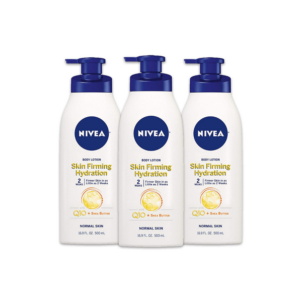 3 botellas de loción corporal hidratante reafirmante para la piel Nivea