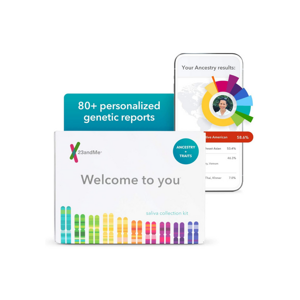 Prueba de ADN genético personal del servicio 23andMe Ancestry + Traits