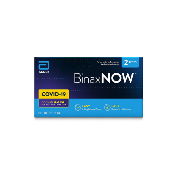 Paquete de 2 autopruebas caseras de antígeno BinaxNOW COVID-19