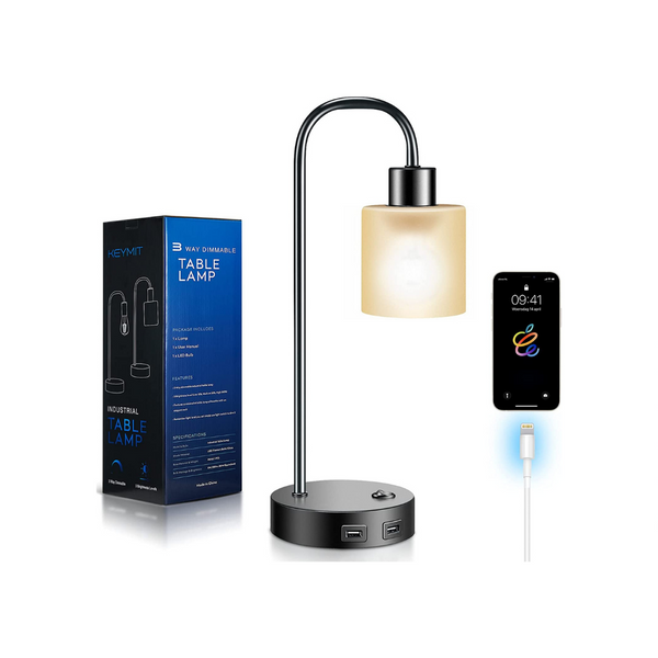 Lámpara de cabecera regulable de 3 vías con 2 puertos de carga USB