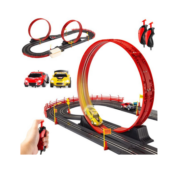 Electric Slot Car Race Track Set With 2 Cars And 2 Controllers