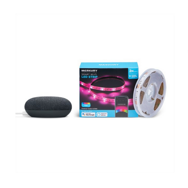 Tiras de luces LED inteligentes Google Nest Mini + Merkury Innovations