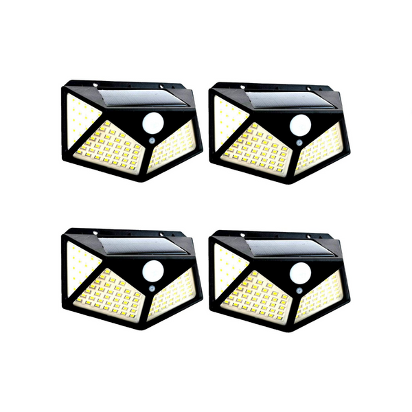 4 Pack Of 100 LED Solar Wall Lights