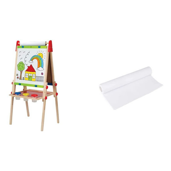Hape Award Winning All-In-One Wooden Kid’s Art Easel With Paper Roll Set