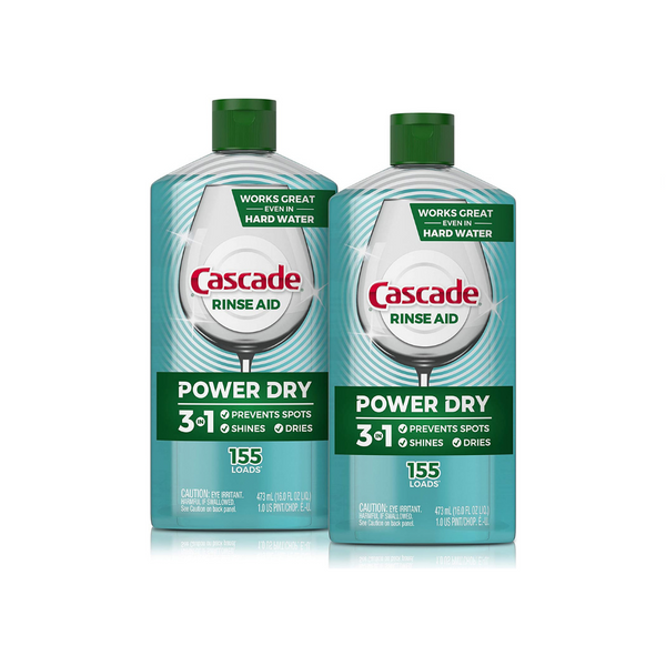 2 Pack Of Cascade Power Dry Dishwasher Rinse Aid