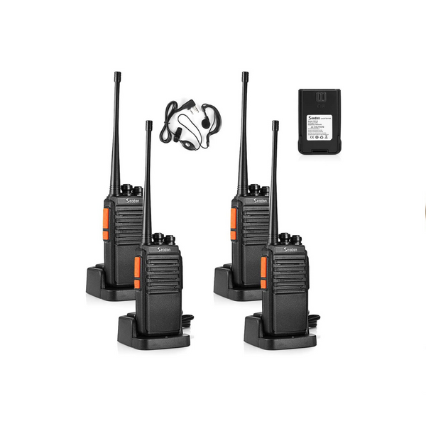 Set Of 4 Two Way Radios with Earpiece Headsets