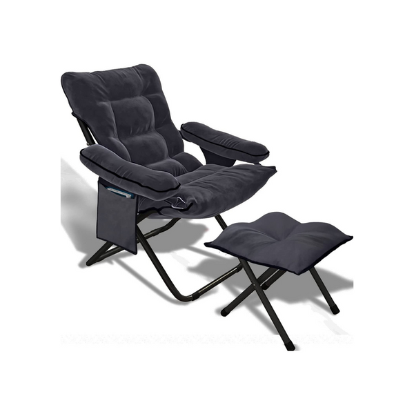 Modern Accent Fabric Lazy Chair with Ottoman