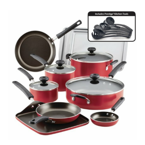 Farberware 20 Piece Aluminum Non-Stick Cook Pots & Pans Set (3 Colors)