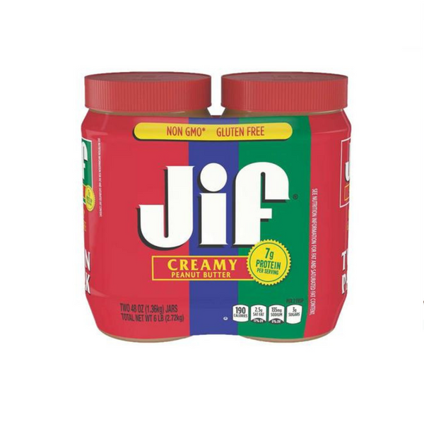 Paquete de 2 mantequilla de maní cremosa Jif de 48 oz - De Ferebe.com