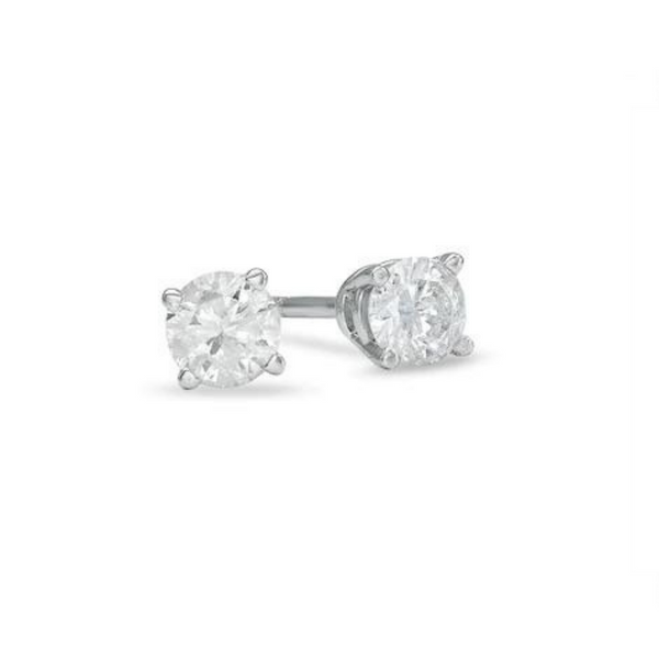 Stunning 3/8 CT. T.W. Diamond Solitaire Stud Earrings in 14K White Gold